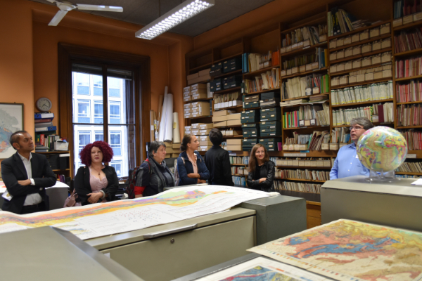 Visitors enjoy the Map Room at the Geological Society, with a talk from the Map Librarian